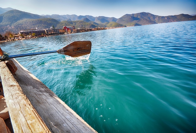 Rowing in the sea water