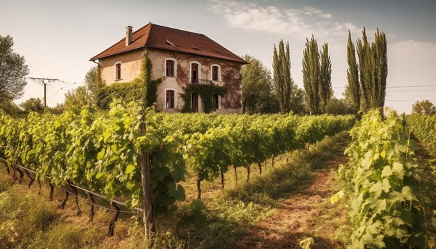 Rows of ripe grapes in Chianti region generated by AI