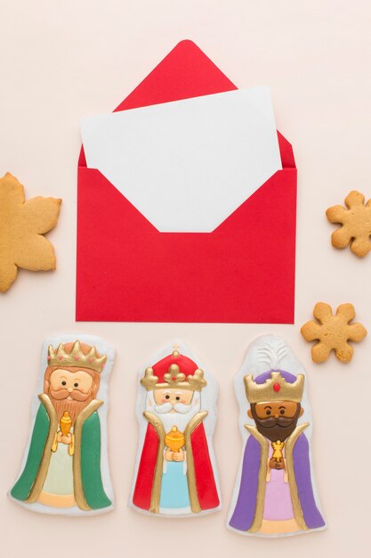 royalty biscuit edible figurines flat lay