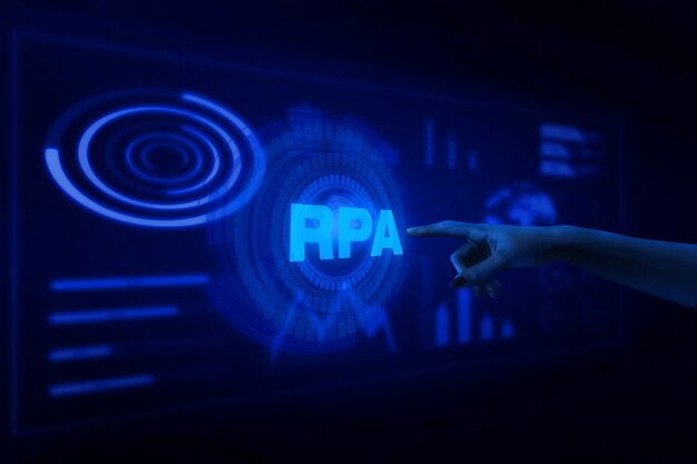 화면과 밝은 빛이 있는 Rpa 개념