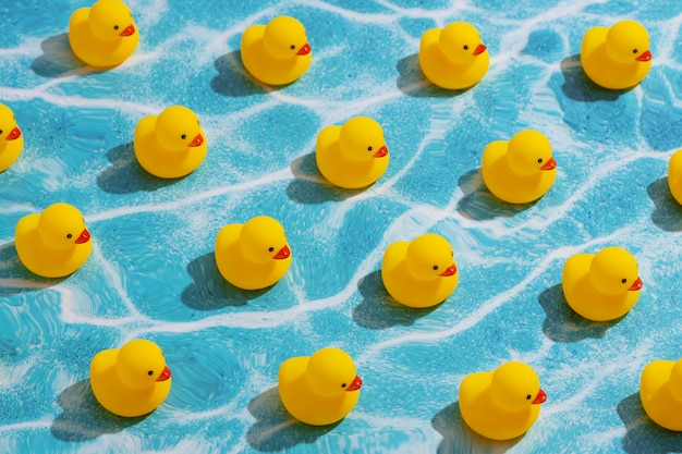 Free photo rubber ducks arrangement still life