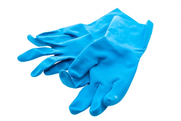 Бесплатное фото Резиновые перчатки, изолированных на белом