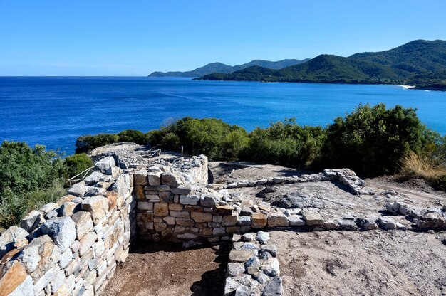 Ruins of ancient stageira city in Halkidiki Greece