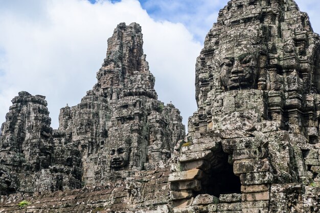 Ruins of faces in mountains