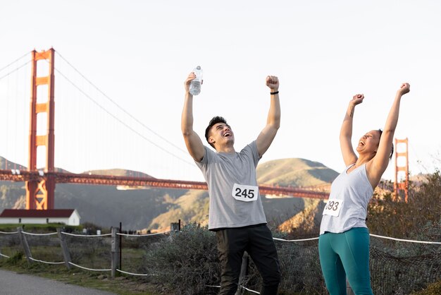 Runners training together