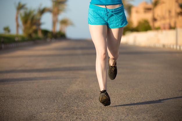 Running in the street, closeup