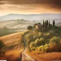 Free photo rural landscape in tuscany italy at sunrise