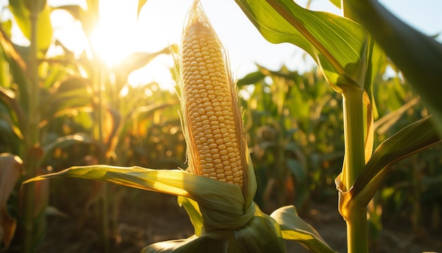 Rural scene farm corn crop nature growth generated by AI