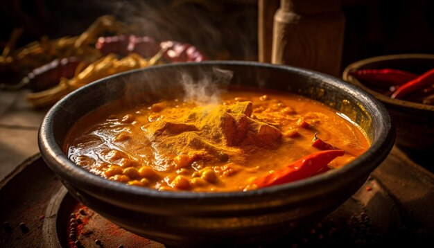 Free photo rustic beef stew with curry powder sauce generated by ai