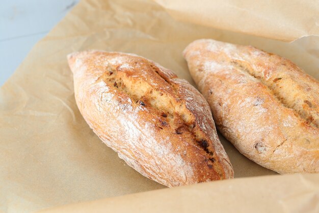 Rustic bread on table