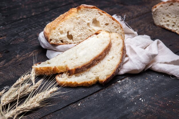 Rustic bread on wood table