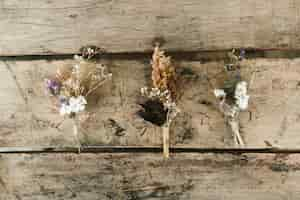 Free photo rustic dried flowers buttonholes