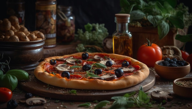 Free photo rustic italian pizza baked with fresh ingients generated by ai