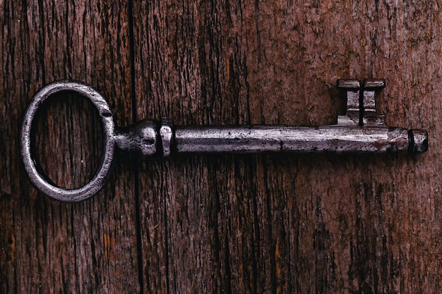 Rustic keys on wooden table