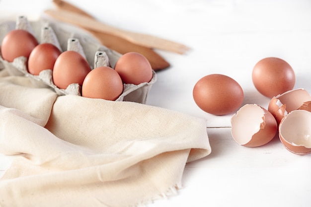 rustic kitchen with eggs