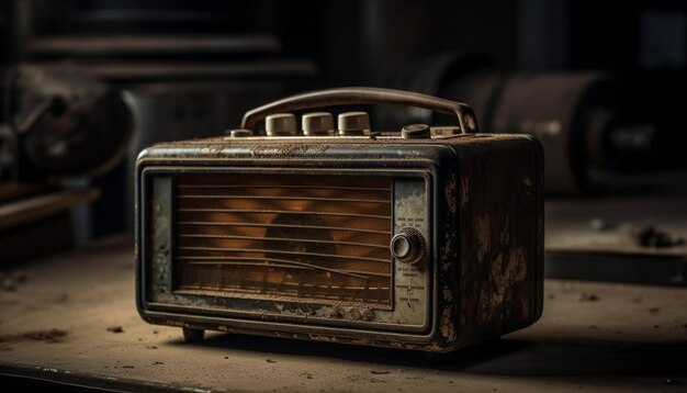 Rustic radio tuner outdated but full of nostalgia generated by AI