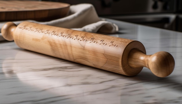 Foto gratuita mattarello rustico su tavola di legno ricoperta di farina generata da ai