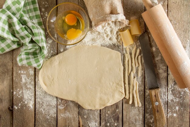 Rustic scene of homemade pasta