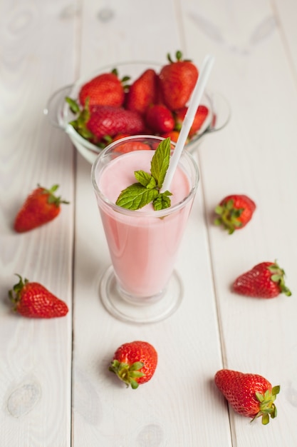 Rustic style of strawberry cocktail