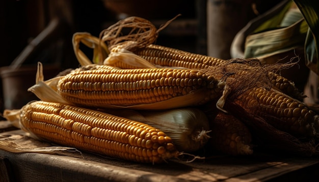 Rustic sweetcorn on the cob freshly grilled generated by AI