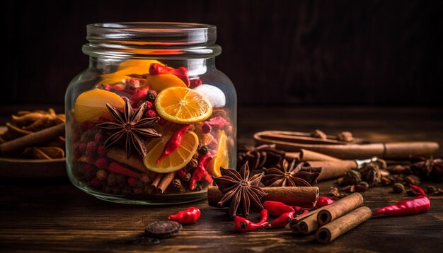 Rustic table decor with homemade sweet treats generated by AI