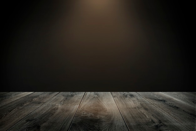 Free photo rustic wooden plank with dark brown background