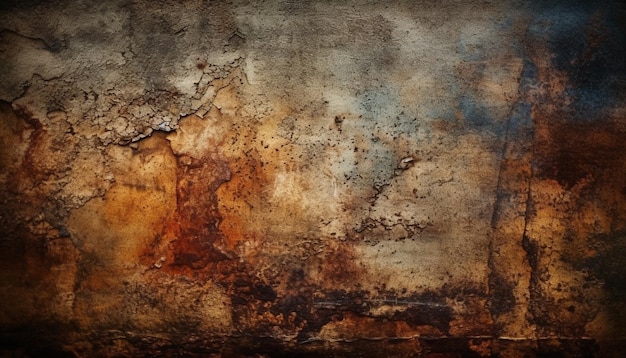 Rusty metal wall with abstract textured pattern generated by AI