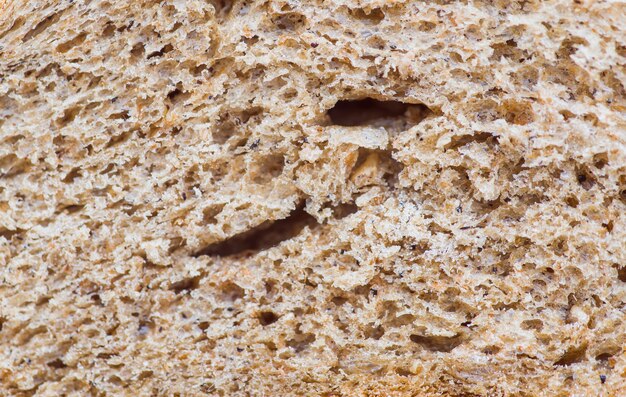 Rye bread crumbs extreme close up