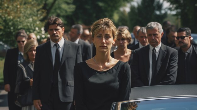 Sad family mourning at funeral