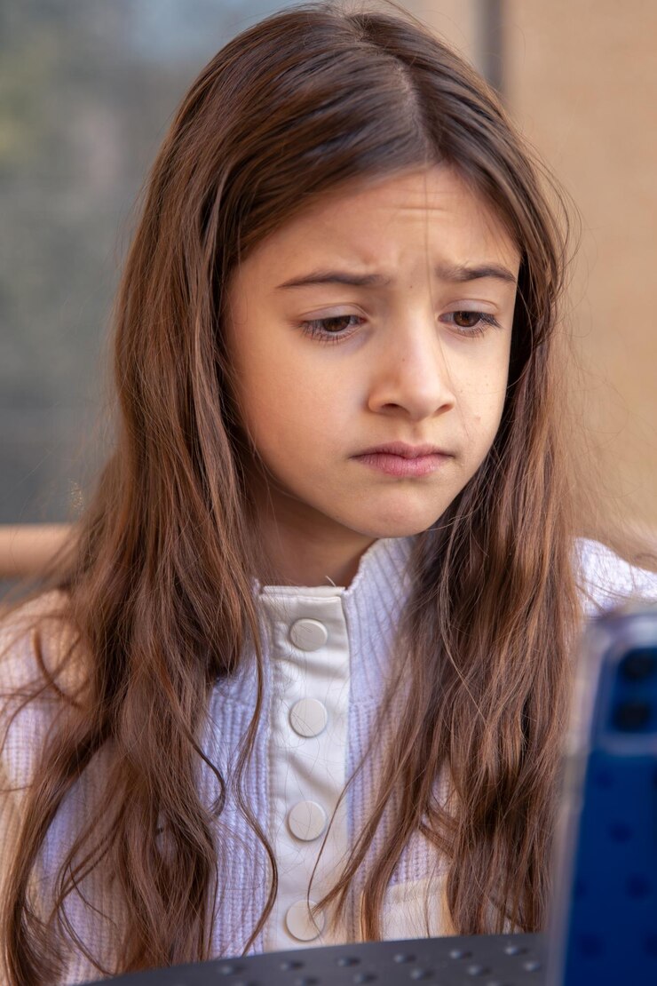 Free Photo sad girl with a phone sad girl using mobile phone