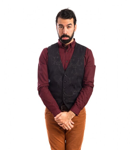 Sad man wearing waistcoat