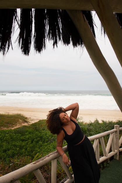 Sad woman near sea