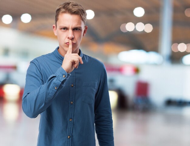 sad young-man silence sign