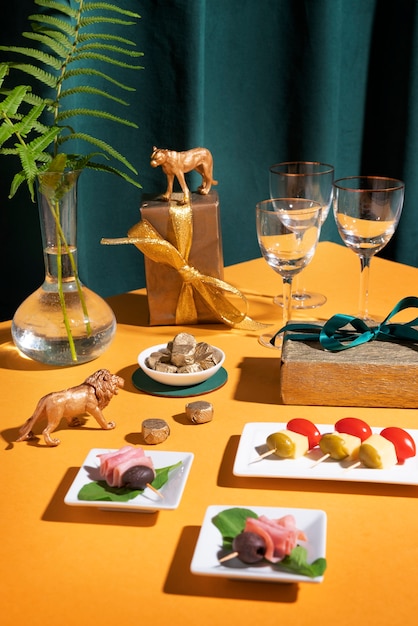 Safari party with snacks arrangement