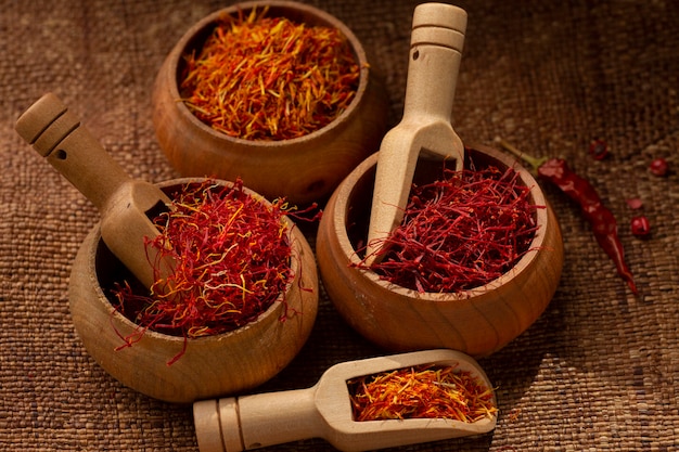 Free photo saffron spice still life arrangement