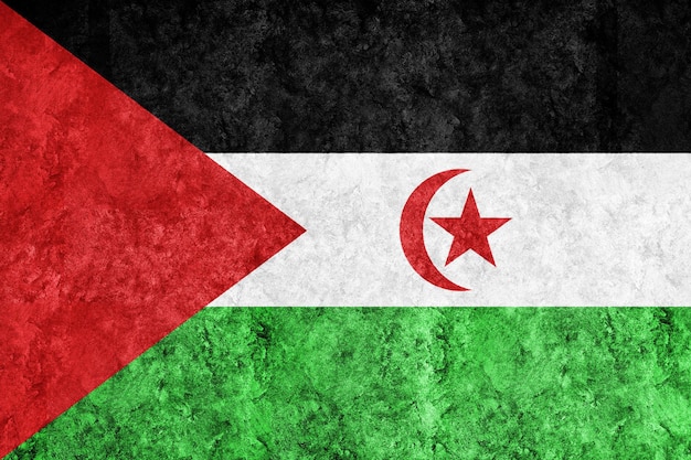 Сахарская Арабская Демократическая Республика Металлический флаг, текстурированный флаг, гранж-флаг