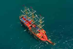 Free photo sailboat in the sea in the evening sunlight over beautiful sea, luxury summer adventure, active vacation in mediterranean sea, turkey