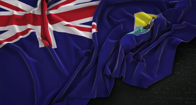 Saint Helena Flag Wrinkled On Dark Background 3D Render