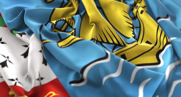 Saint Pierre and Miquelon Flag Ruffled Beautifully Waving Macro Close-Up Shot