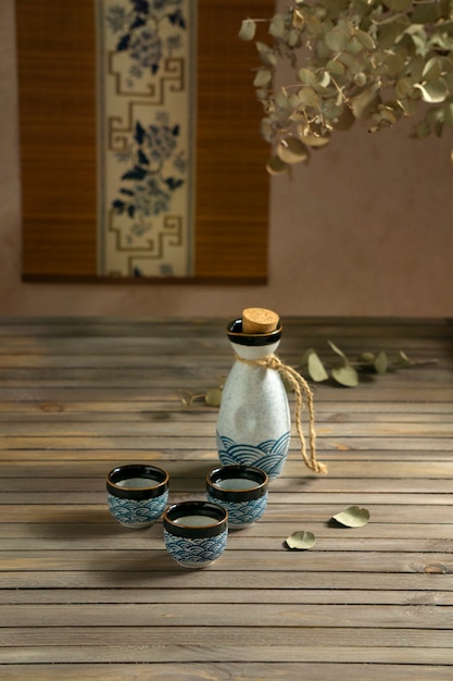 Sake japanese beverage still life