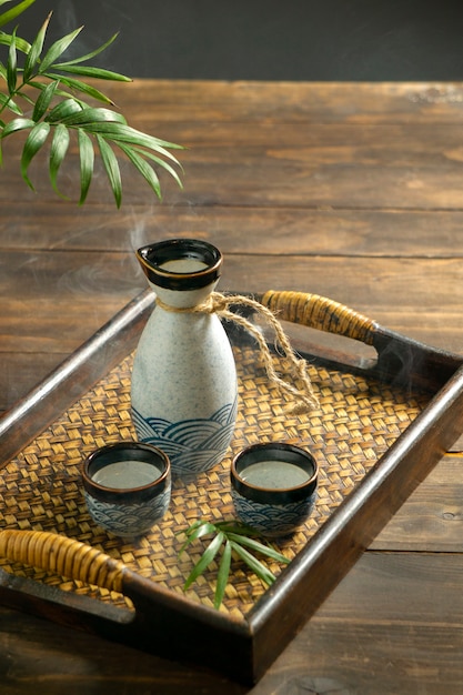 Free photo sake japanese beverage still life