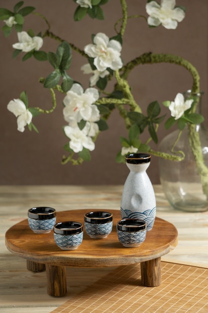 Sake japanese beverage still life