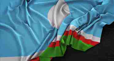 Free photo sakha republic flag wrinkled on dark background 3d render