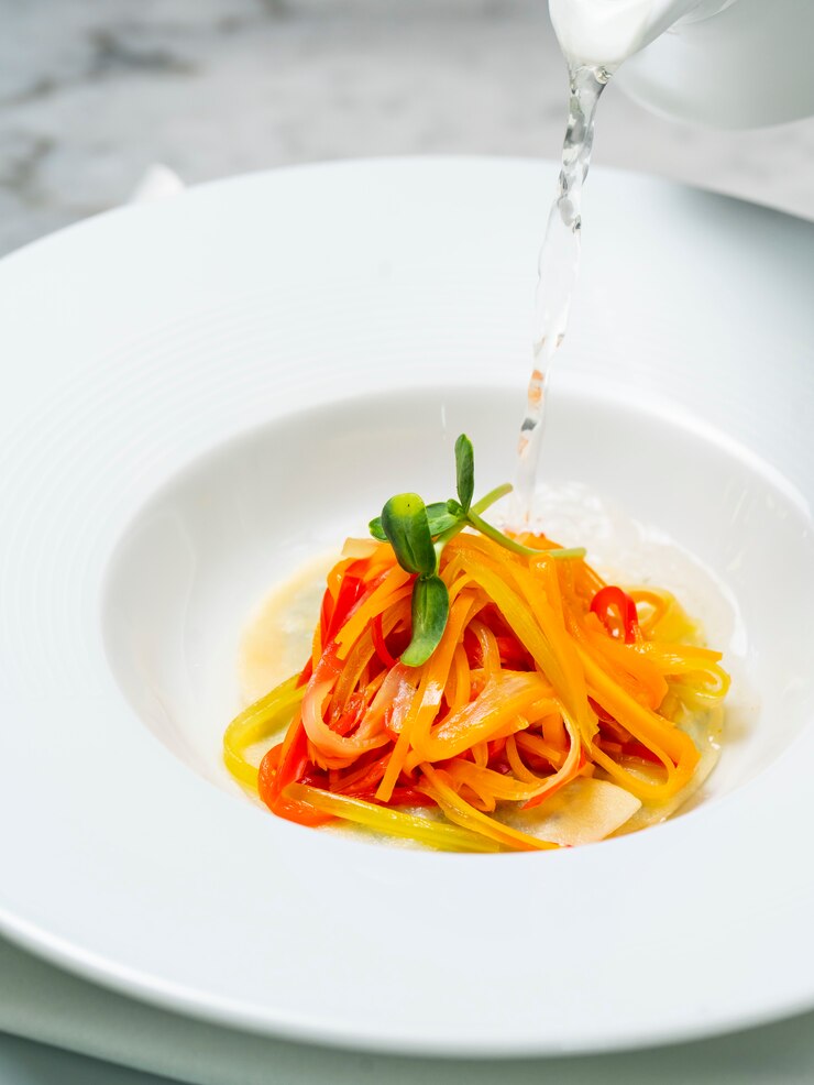 Free Photo salad made of sliced vegetables with herbs
