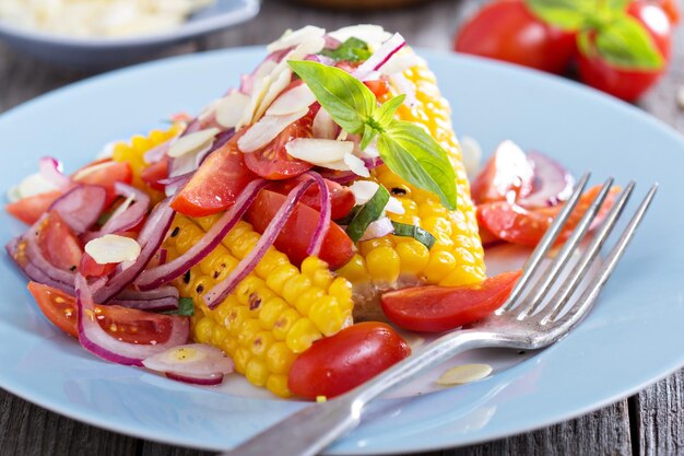 Salad with baked corn