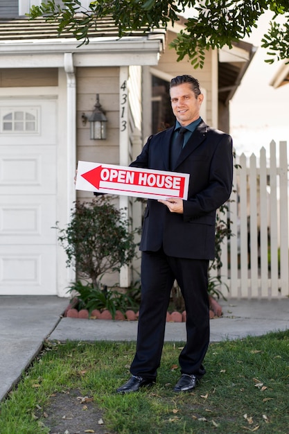 Sale agent preparing for presenting house