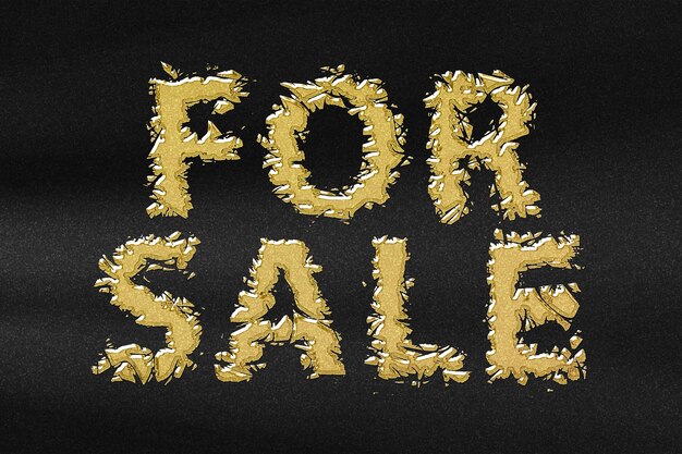 For sale sign, real estate sign, abstract gold with black background