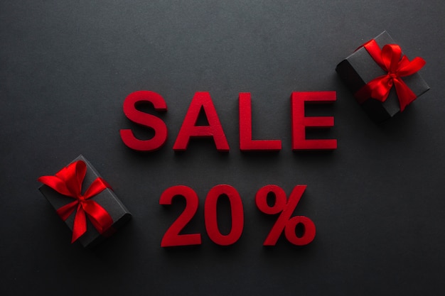 Sale with twenty percent discount and presents