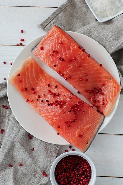 Salmon slices, healthy food