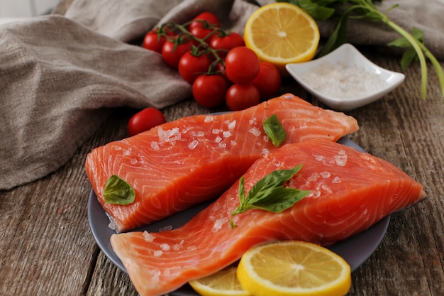 Salmon slices, healthy food